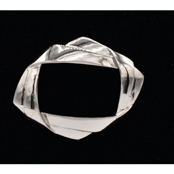 Mj Ent Vintage Statement Pin Brooch Silver Abstract Geometric Signed 1980s BinV - Picture 1 of 10